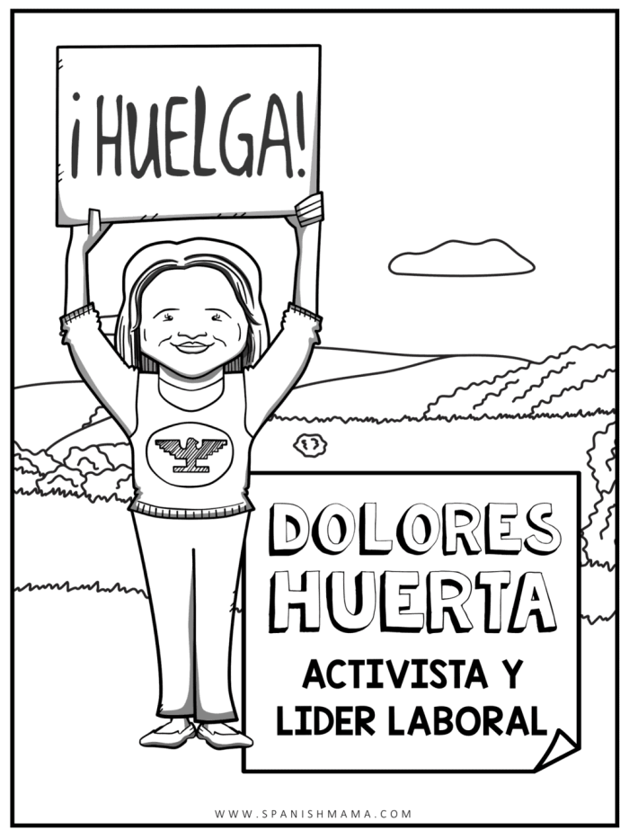 Dolores Huerta Coloring Page for second grade physical science students