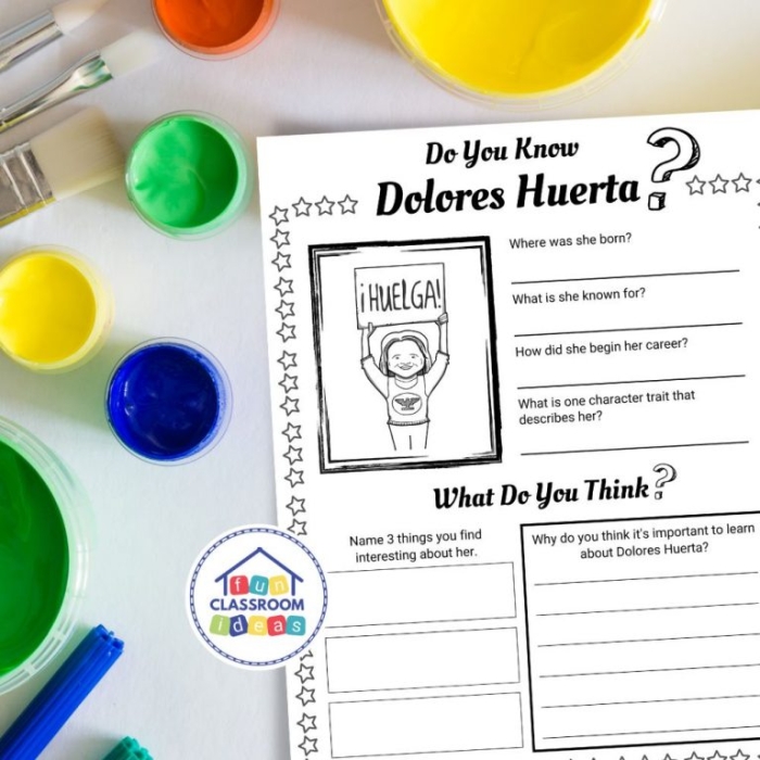 Dolores Huerta coloring page for second grade physical science students