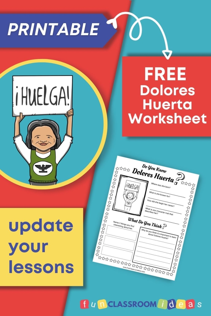 Dolores Huerta Coloring Page worksheet for second grade physical science students