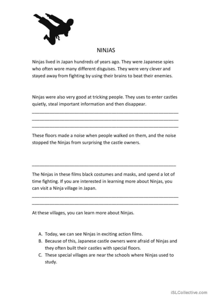 Ninja-themed math worksheet for practicing tricky word problems with second graders Second Grade Word Problems with Ninjas worksheet featuring double-digit addition and subtraction challenges