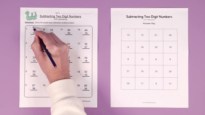 Double Digit Subtraction: Giraffe Jam! worksheet for engaging math practice at home Colorful worksheet featuring double digit subtraction problems with a giraffe theme for second graders