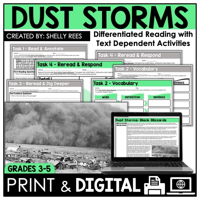 Explore the dynamics of dust storms with this informative worksheet Dust Storms worksheet featuring engaging facts for fourth graders