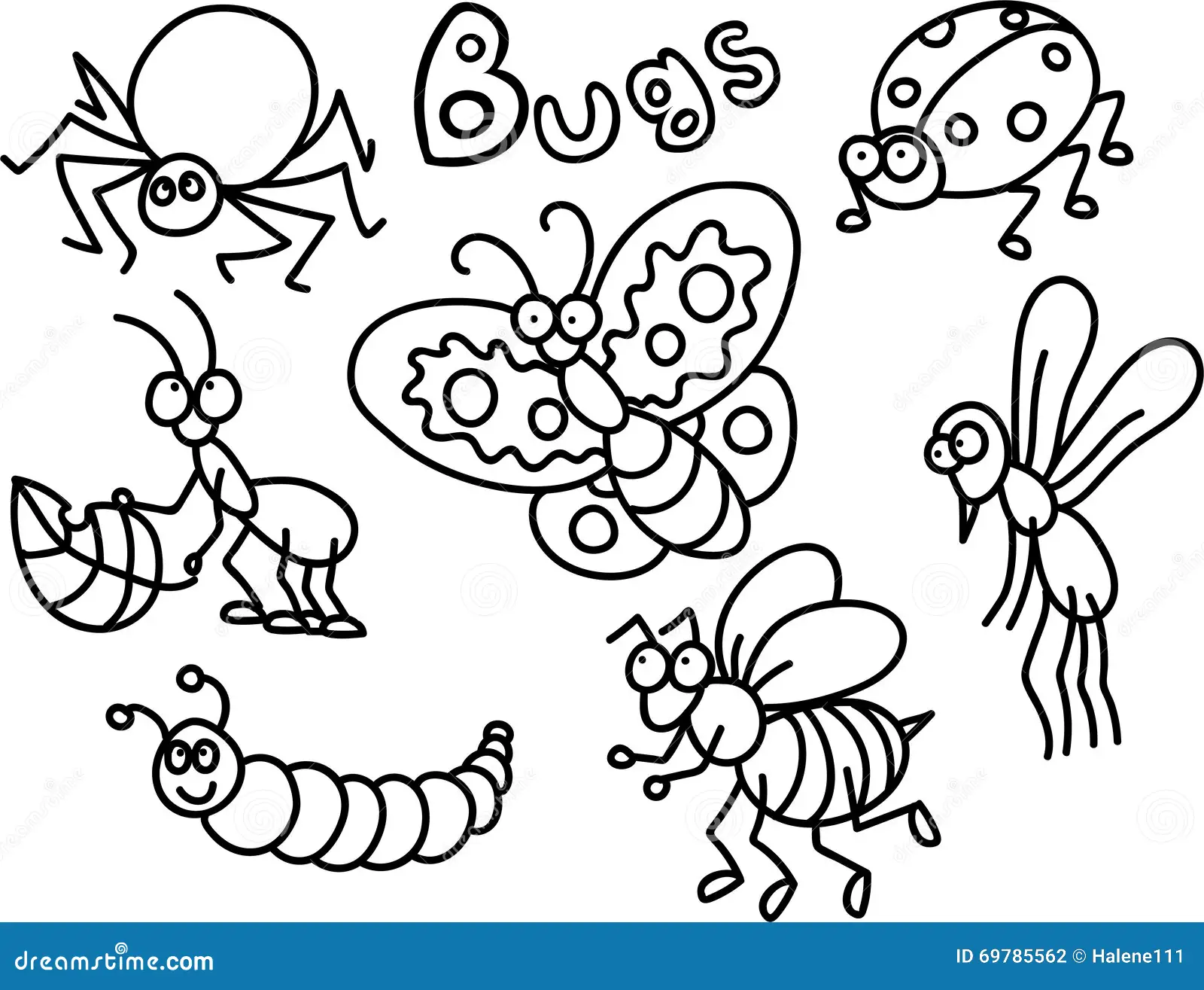Bugs in Nature worksheet for pre-K and kindergarten science fun, image 17 Coloring page featuring various bugs in their natural habitat for early learners