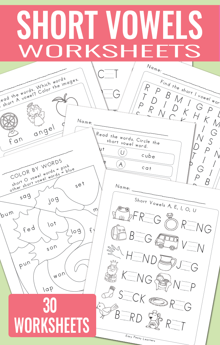 Engage your Pre-K child with fun short vowel practice on this worksheet version two Preschool short vowel sounds worksheet with fill-in-the-blank exercises for early learners