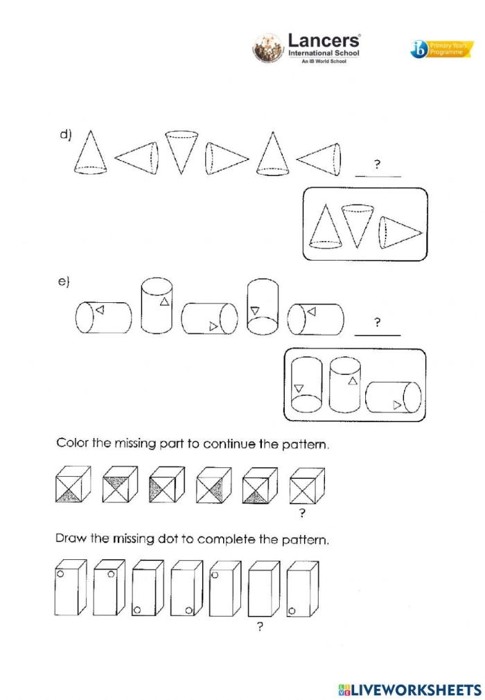 Fourth grade addition worksheet featuring geometric solid shapes for early math learners