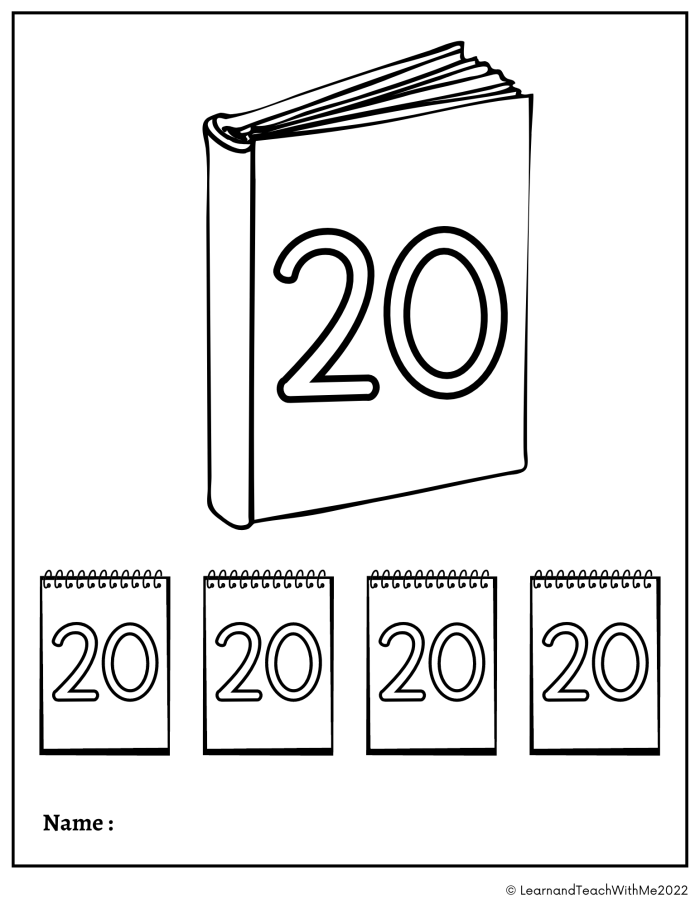 Kindergarten worksheet featuring teacups to color and count up to number 20 for early math practice