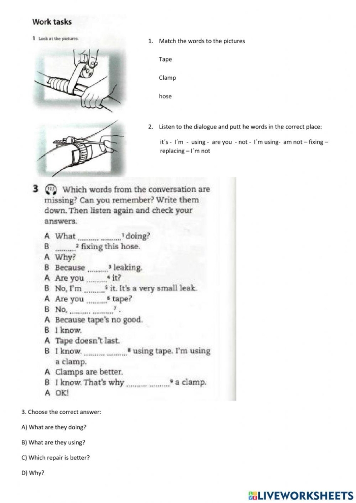 Kindergarten Fix it Up worksheet focusing on early reading skills