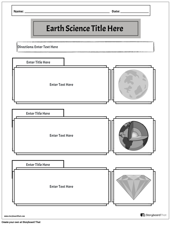 Second grade Earth Science Vocabulary worksheet showing a colorful chart of Earth's features