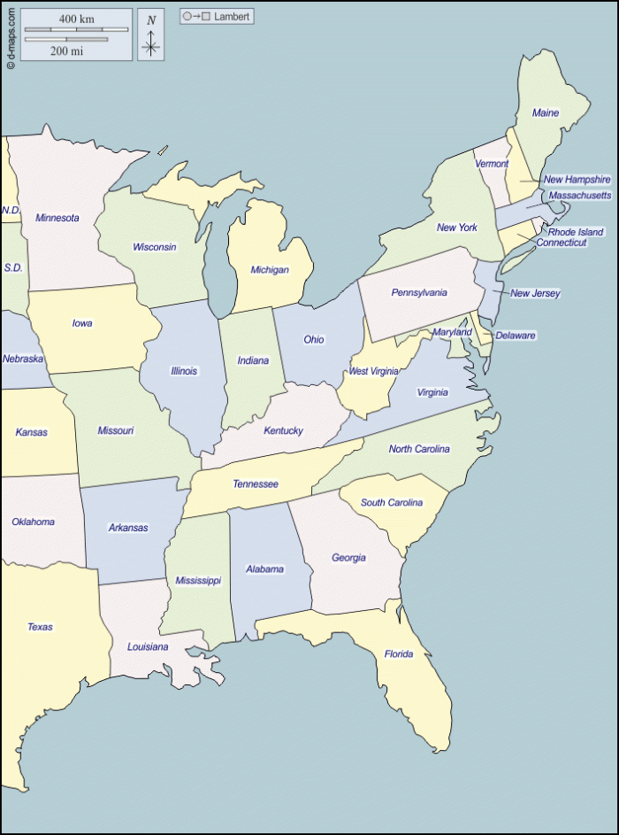 Interactive activity for identifying and naming states along the East Coast East Coast States worksheet for third graders to learn U.S. geography