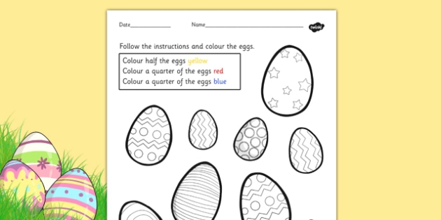 Easter Bunny fraction multiplication practice worksheet showing equations with whole number products for grade students