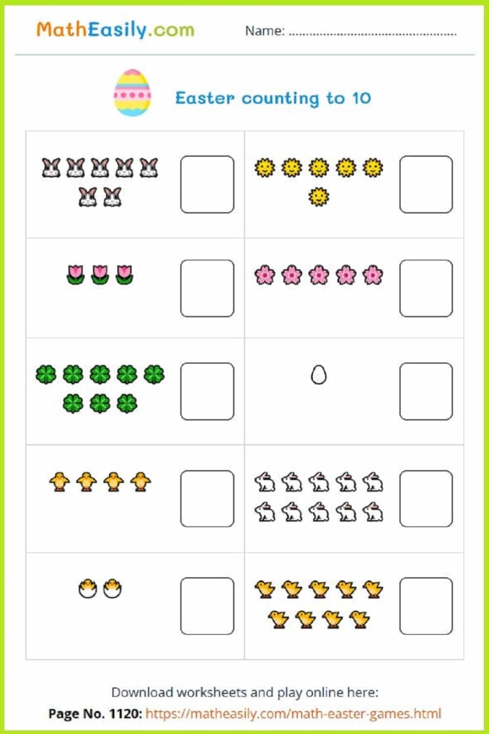 First Grade Easter Egg Subtraction Worksheet with colorful eggs