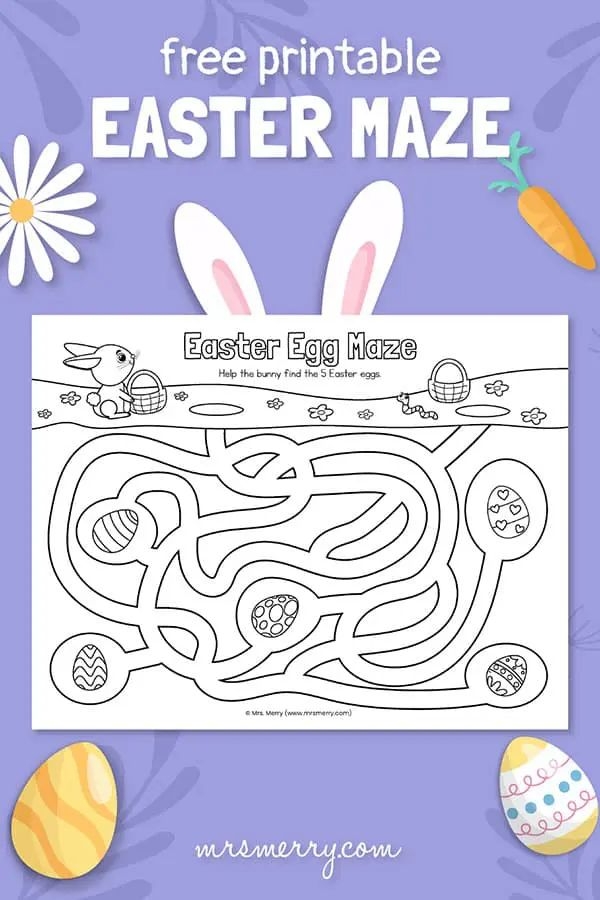 Easter eggs maze activity for preschool place value practice with colorful egg designs