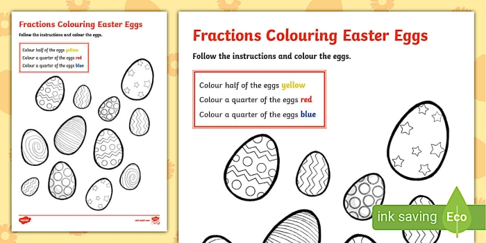 Easter Bunny fraction multiplication worksheet showing equations with whole number products for elementary students