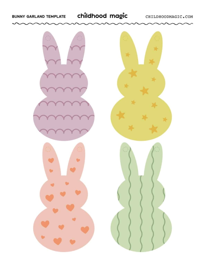 Easter Garland worksheet for second grade with colorful paper cutouts and numbers