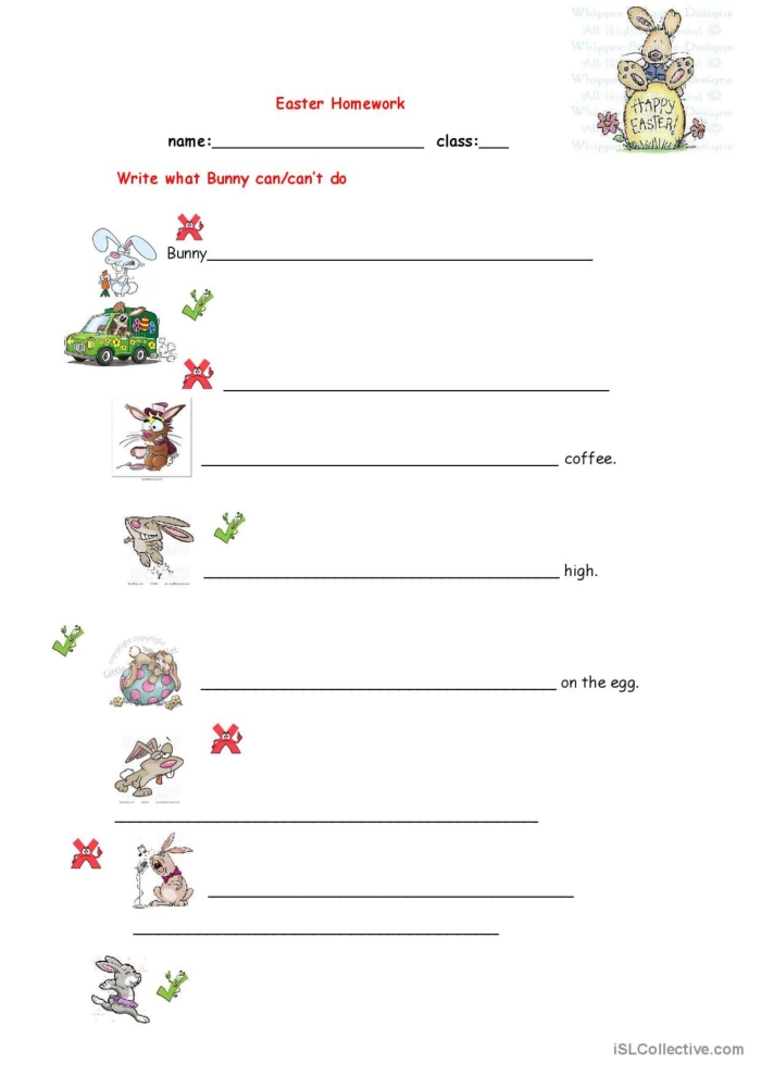 Colorful Easter grammar worksheet featuring nouns and adjectives for second graders