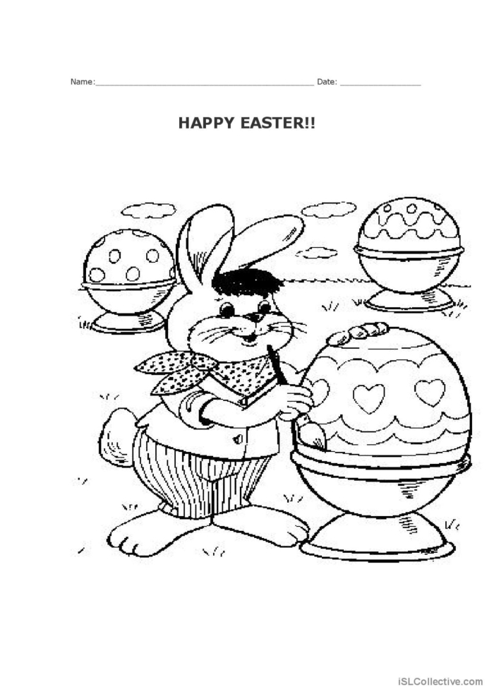 Easter Grammar worksheet featuring colorful adjectives and nouns for second graders