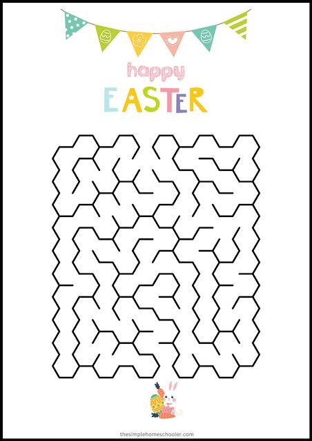 Easter Letter Maze worksheet designed for Pre-K children to learn the alphabet while having fun