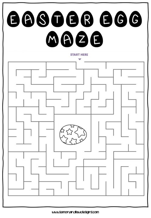 Easter Letter Maze worksheet for Pre-K children to learn the alphabet while having fun