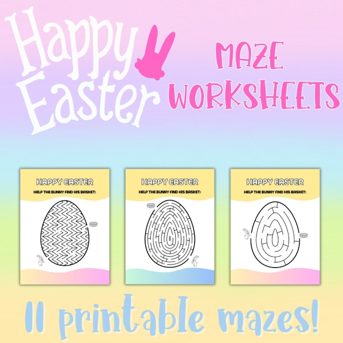Easter Letter Maze worksheet designed for Pre-K children to learn the alphabet through fun challenges