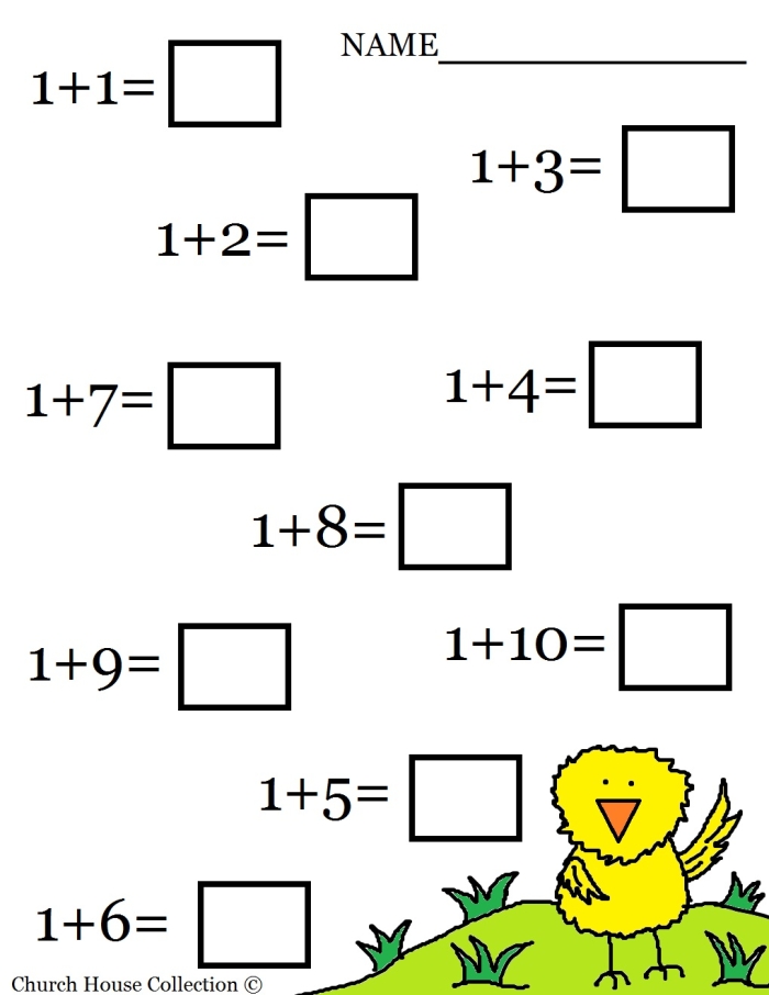 First Grade Easter-themed subtraction worksheet with colorful eggs