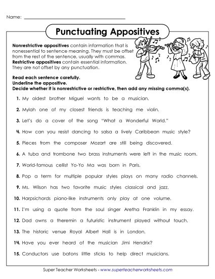 Punctuating a Pause: Commas and Dashes Worksheet Image 12 Worksheet for eighth graders on using commas and dashes in writing