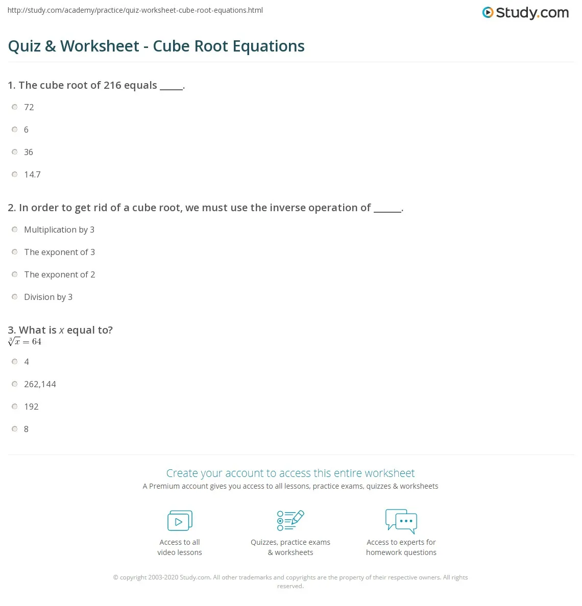 Practice worksheet for isolating variables in cubed equations using inverse operations Eighth grade student solving cubic equations with cube root operations shown step by step