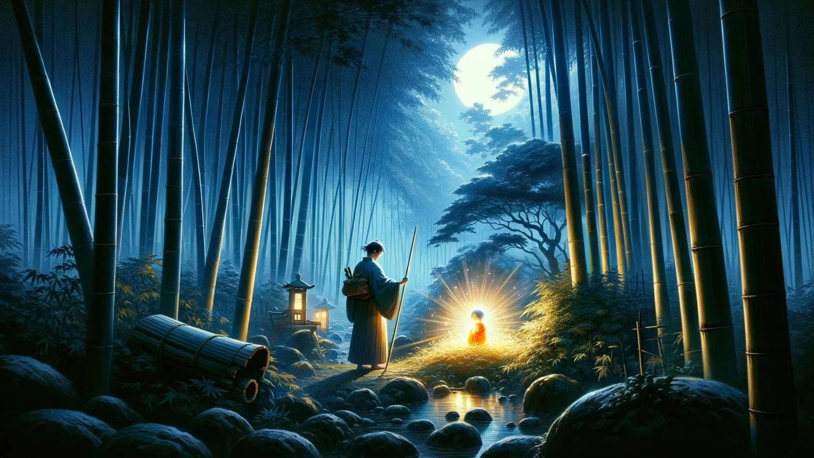 Worksheet for eighth-grade reading comprehension on "The Bamboo Cutter and the Moon Child