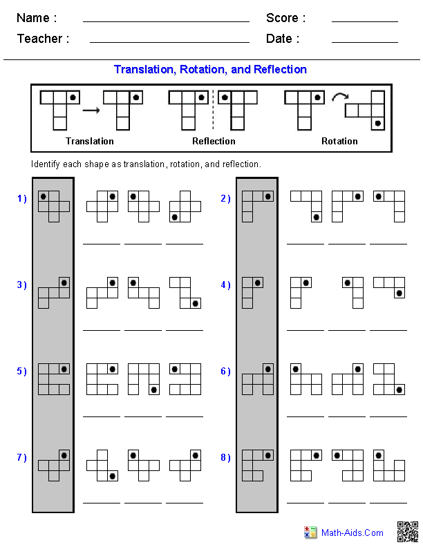 Reading worksheet for Eighth Grade Worksheet focusing on identifying congruent figures through transformations for eighth graders. Eighth Grade Identifying Congruent Figures Using Transformations Worksheet Image 22