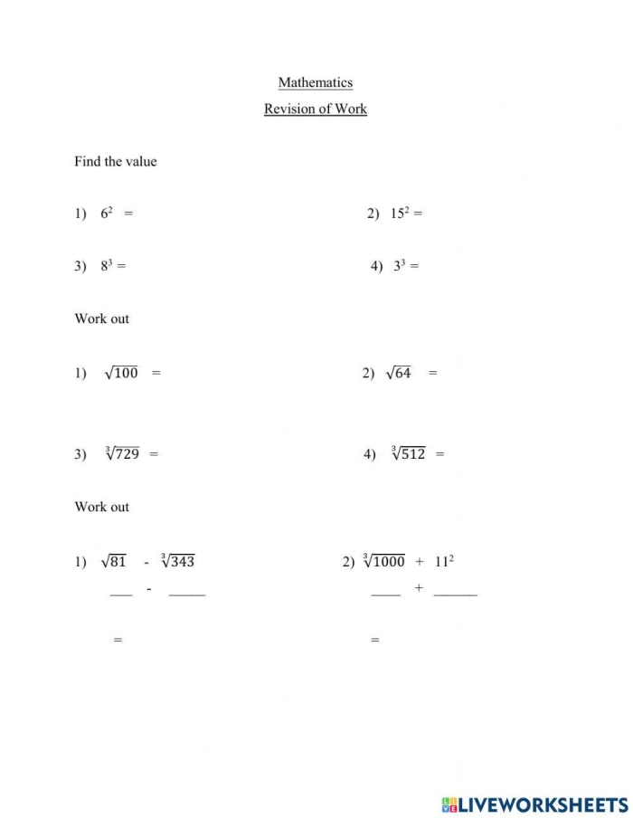 Cube root equation practice problems for middle school algebra students Eighth grade student solving cubic equations with cube root operations on a math worksheet