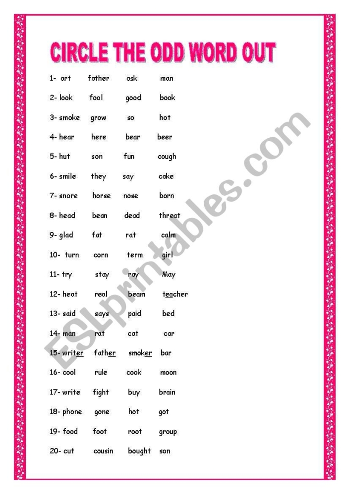 Worksheet image illustrating pronunciation exercises for early readers in grammar and mechanics English Pronunciation worksheet for second graders focusing on phonetic spelling and word matching