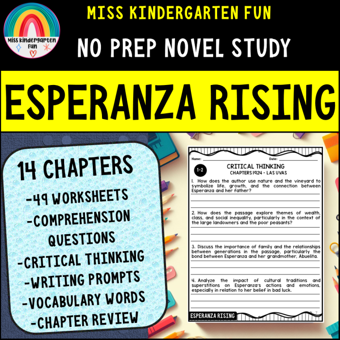 Fifth grade students working on a Different Point of View worksheet for Esperanza Rising novel study