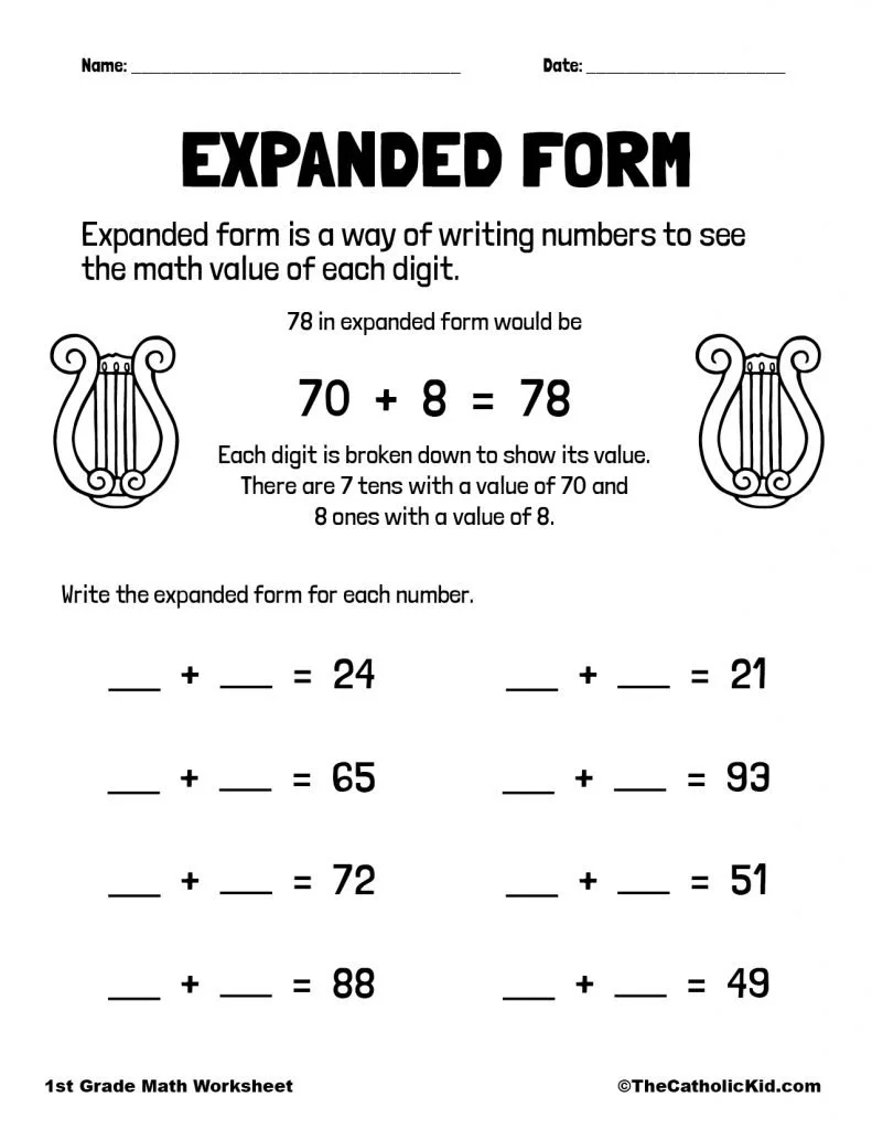 Expanded Form Practice worksheet for Fifth Grade