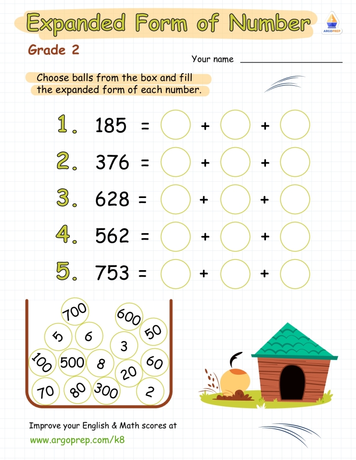 Expanded Form Practice worksheet for Fifth Grade