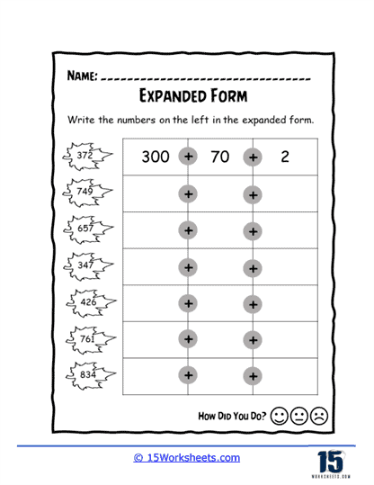 Expanded Form Practice worksheet for Fifth Grade