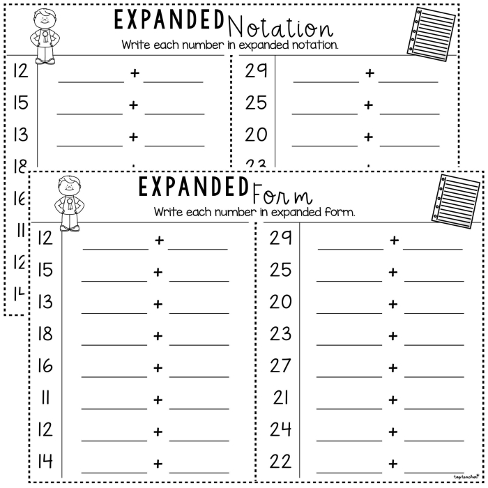 Expanded Form Practice worksheet for Fifth Grade