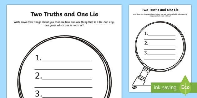 Fall-themed math worksheet for identifying true and false fraction statements in grade five Two Truths and One Lie 1 worksheet with three fraction equations for fifth graders in a fall theme