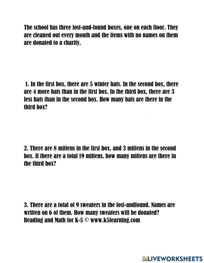 First Grade Word Problem Challenge worksheet featuring two digit addition and subtraction with a farm theme