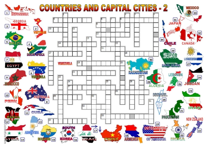 Crossword puzzle featuring state capitals for fifth-grade geometry students