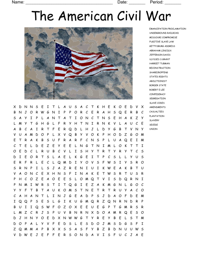 Civil War Word Search for 5th graders featuring important military leaders 22 Fifth grade Civil War generals word search worksheet focusing on key historical figures