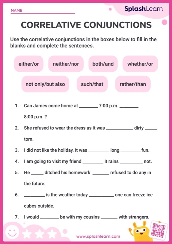 Practice completing sentences with conjunctions in this educational worksheet for grade five Fifth grade worksheet focused on identifying and using conjunctions in sentences