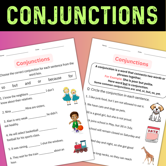 What Are Conjunctions worksheet for practicing sentence completion in reading skills Fifth grade worksheet focused on completing sentences with conjunctions