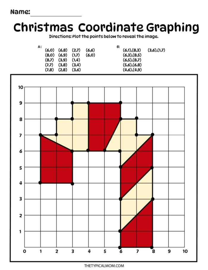 Fifth grade student completing the Mystery Picture Graph In the Sun worksheet by plotting points on a coordinate grid