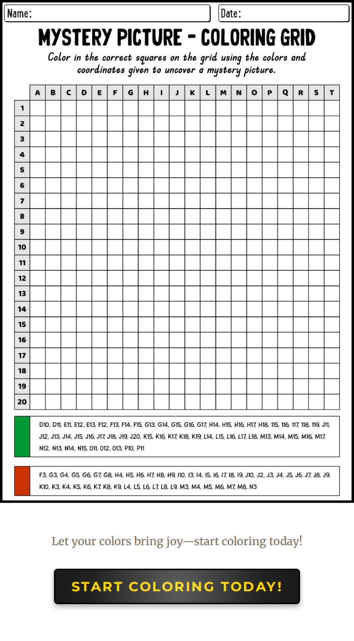 Fifth grade student solving a Mystery Picture Graph: In the Sun worksheet using a coordinate grid