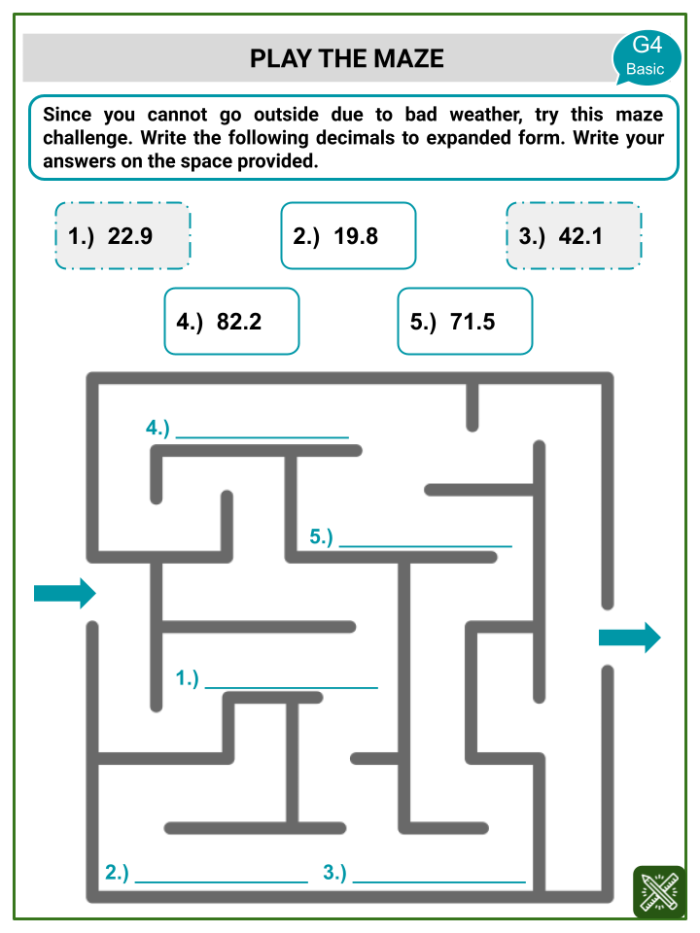 Decimals in Expanded Form worksheet for fifth graders focusing on addition concepts