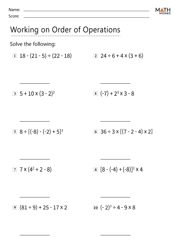 Fifth grade worksheet on adding operation symbols to balance equations