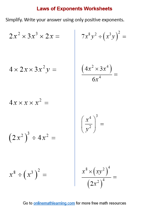 Fifth grade student solving exponent practice problems with base and power notation examples