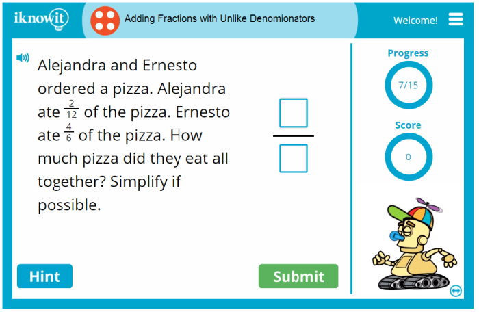 Fifth grade worksheet on adding fractions with unlike denominators featuring word problems