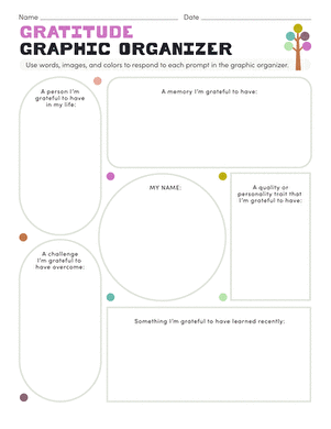 Engaging worksheet image for understanding gratitude through a graphic organizer Gratitude graphic organizer worksheet designed for fifth graders to explore gratitude concepts