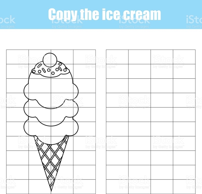 Grid Art Worksheet 5: Learn to Draw Using Grid Squares for Fifth Grade Math and Art Fifth grade grid art worksheet showing a numbered grid square pattern for copying an illustration using the grid method to practice spatial reasoning and drawing skills