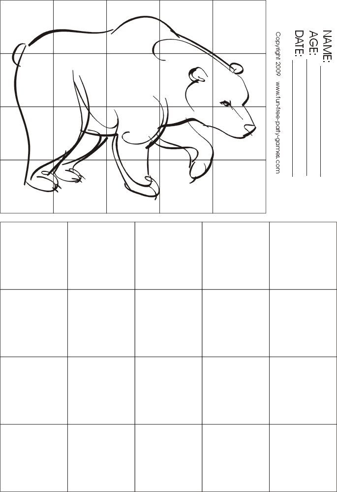 Grid Art Activity 19: Learn to Draw Using the Grid Technique for Exponents and Roots Fifth grade grid art worksheet showing a drawing exercise using the grid method to copy an illustration with squares